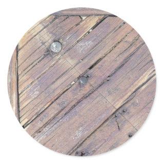 Weathered Wood Rough Textured Deck Classic Round Sticker