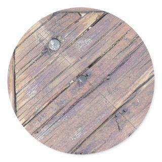 Weathered Wood Rough Textured Deck Classic Round Sticker