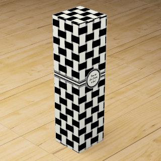 Weave - Black and Ivory on Gray Wine Box