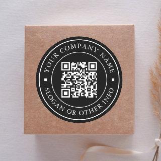 Website Link QR Code Minimal Business Name Black Classic Round Sticker