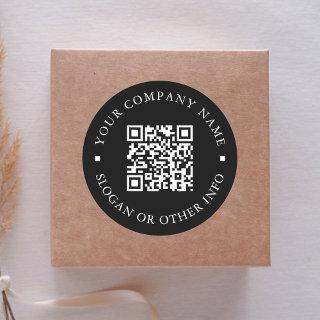 Website Link QR Code Minimal Business Name Black Classic Round Sticker