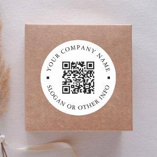 Website Link QR Code Minimal Business Name  Classic Round Sticker