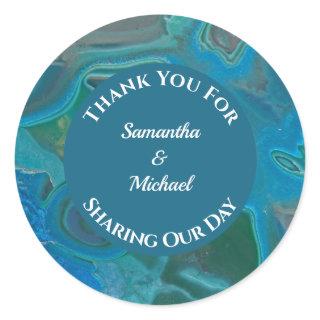 Wedding Appreciation Blue Gemstone Gem Thank You C Classic Round Sticker