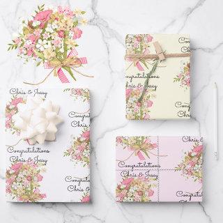 Wedding Bouquet of Flowers Add Names 3 Gift  Sheets