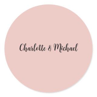 Wedding Calligraphy Elegant Rose Gold Plain Name Classic Round Sticker