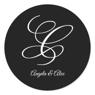 Wedding Calligraphy Fancy Letter C Monogram Classic Round Sticker