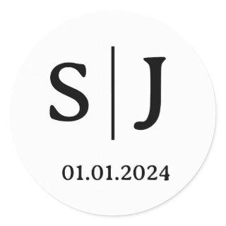 Wedding Couple Initial Labels | Round White