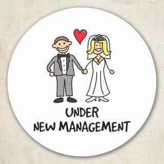 Wedding Couple - Under New Management Classic Round Sticker