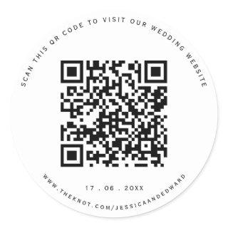 Wedding Details Qr Code Simple Black Minimal Chic Classic Round Sticker