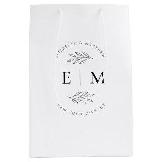 Wedding Elegant Chic Modern Simple Chic Monogram Medium Gift Bag