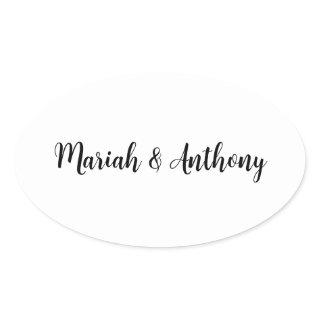Wedding Elegant Creative Classical Black White Oval Sticker