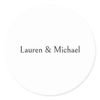 Wedding Elegant Minimalist Calligraphy Black White Classic Round Sticker