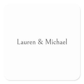 Wedding Elegant Minimalist Calligraphy Black White Square Sticker