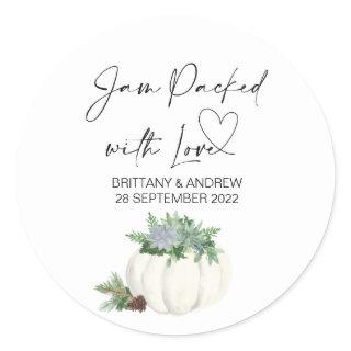 Wedding Favor Jam Packed With Love Thanksgiving Classic Round Sticker