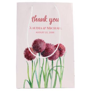 Wedding Favor Purple Pink Allium Floral Watercolor Medium Gift Bag