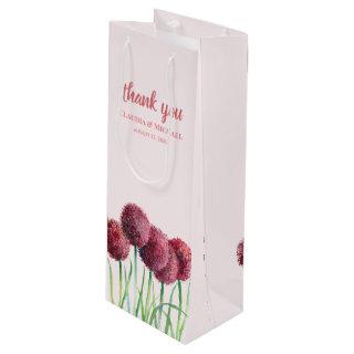 Wedding Favor Purple Pink Allium Floral Watercolor Wine Gift Bag