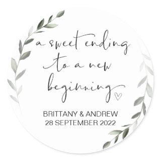 Wedding Favor Treat Bag Jam Jar Sweet Beginning Classic Round Sticker