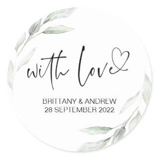 Wedding Favor Treat Bag Jam With Love Eucalyptus Classic Round Sticker