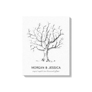 Wedding Fingerprint Tree (Black) Canvas Print