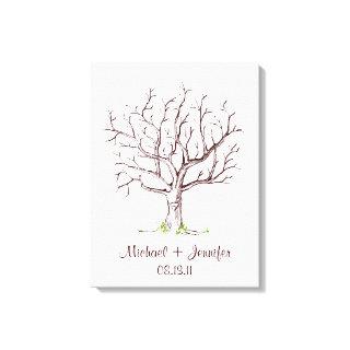 Wedding Fingerprint Tree (Brown) Canvas Print