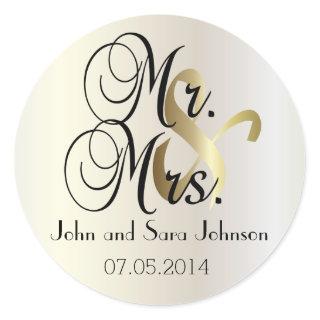 Wedding for the Mr & Mrs | Personalize Classic Round Sticker
