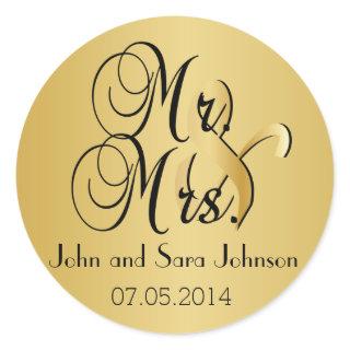 Wedding for the Mr & Mrs | Personalize Classic Round Sticker