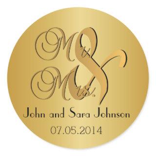 Wedding for the Mr & Mrs | Personalize Classic Round Sticker