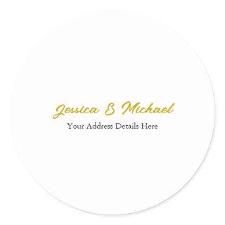 Wedding Modern Gold Color Elegant Plain Simple Classic Round Sticker