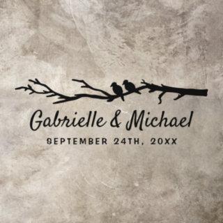 Wedding Names Birds on Tree Branch Black or Custom Floor Decals