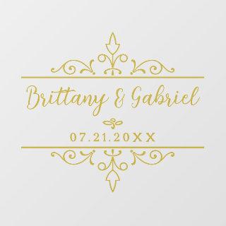 Wedding Names Date Border Flourish Gold or Custom Floor Decals