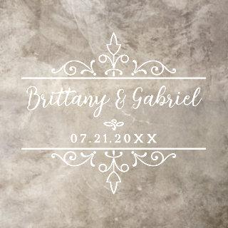 Wedding Names Date Border Flourish White or Custom Floor Decals