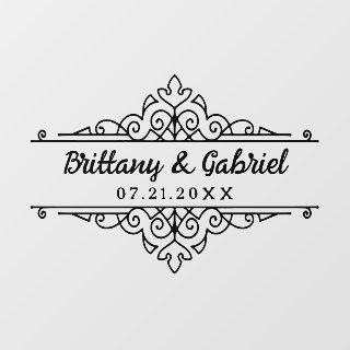 Wedding Names Date Elegant Border Black or Custom Floor Decals