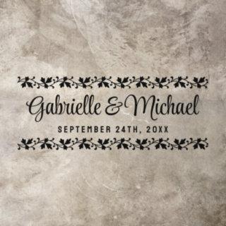 Wedding Names Elegant Leaf Border Black or Custom Floor Decals