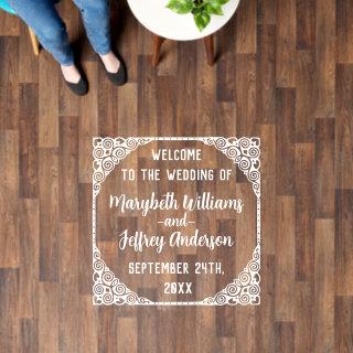 Wedding Names Square Flourish White or Custom Floor Decals