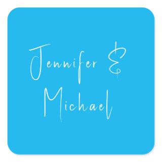 Wedding Professional Classical Sky Blue Square Sticker