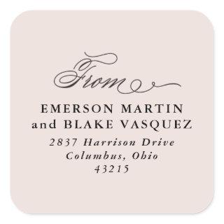 Wedding return address blush pink sticker