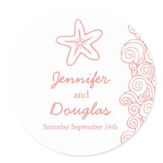 Wedding seastar starfish beach waves coral sticker
