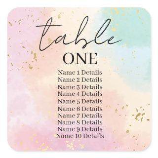 Wedding Seating Chart Table Number Add Guest Names Square Sticker