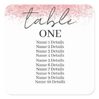 Wedding Seating Chart Table Number Add Guest Names Square Sticker