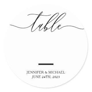 Wedding Seating Script Table Numbers Classic Round Sticker