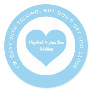 Wedding Social Distancing Blue Heart Color Code Classic Round Sticker