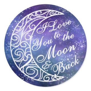 Wedding Stickers, I Love You To The Moon And Back Classic Round Sticker