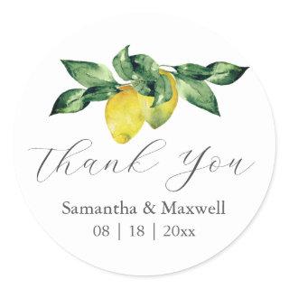 Wedding Stickers Thank You Watercolor Lemons