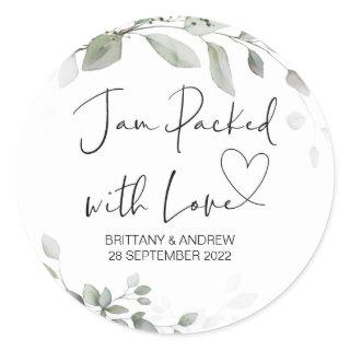 Wedding Treat Jar Favor Jam Packed With Love Classic Round Sticker