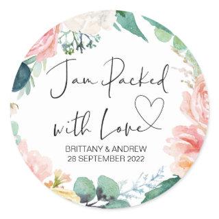 Wedding Treat Jar Favor Jam Packed With Love Classic Round Sticker