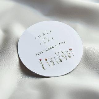 Wedding wildflowers classic round sticker