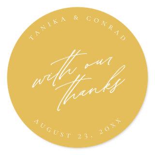 Wedding With Our Thanks Wht/Gold ID954  Classic Round Sticker