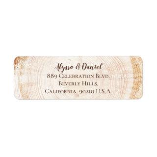 Wedding Wood grain tree bark ring Custom Script Label