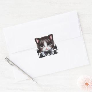 Wednesday's Addams Cat Square - Mysterious Macaber Square Sticker