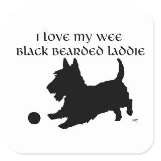 Wee Black Bearded Laddie Scottish Terrier Square Sticker